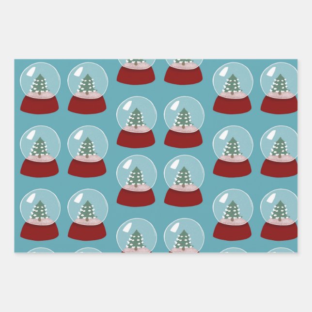 Snow Globe Christmas Wrapping Paper (Front)