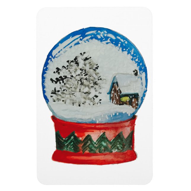 Snow Globe Crystal Ball Winter Village Christmas Magnet (Vertical)