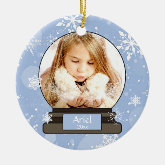 Snow Globe Custom Photo Beautiful Ceramic Tree Decoration (Front)