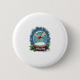 Snow Globe Dragonfly 6 Cm Round Badge