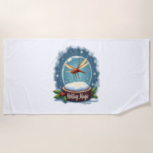 Snow Globe Dragonfly Beach Towel