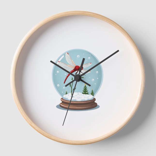 Snow Globe Dragonfly Clock (Front)