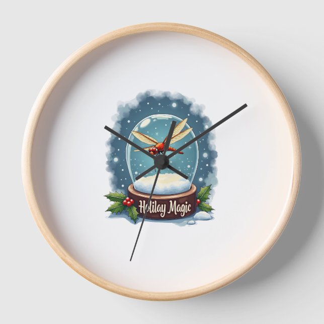 Snow Globe Dragonfly Clock (Front)