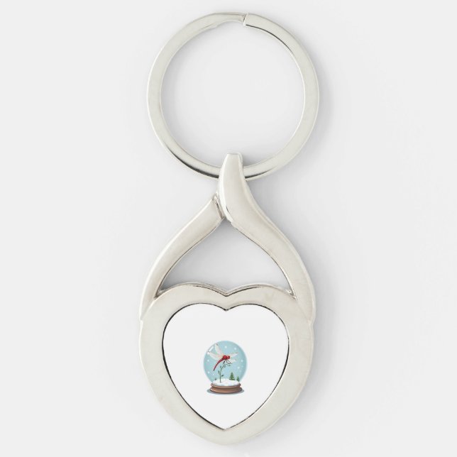 Snow Globe Dragonfly Key Ring (Front)