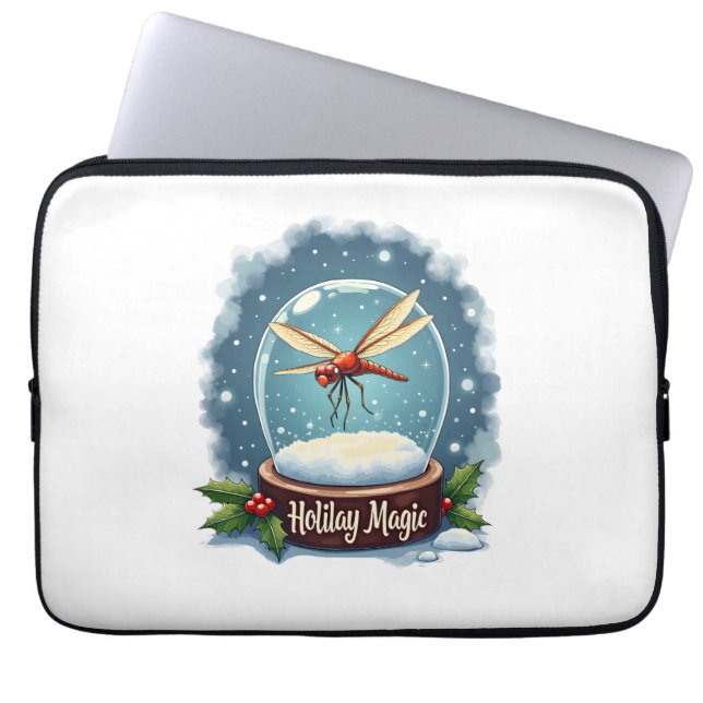 Snow Globe Dragonfly Laptop Sleeve (Front)