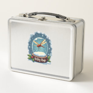 Snow Globe Dragonfly Metal Lunch Box