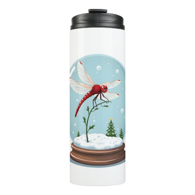 Snow Globe Dragonfly Thermal Tumbler (Front)
