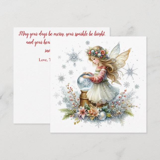 Snow Globe Fairy Holiday Card (Front/Back)