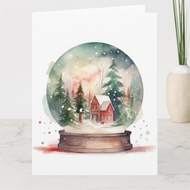Snow Globe Glass Ball Winter Wonderland Christmas Card (Front)