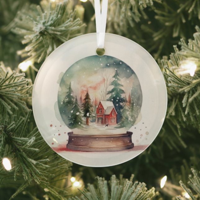 Snow Globe Glass Ball Winter Wonderland Christmas Glass Tree Decoration (Insitu)