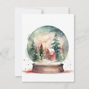 Snow Globe Glass Ball Winter Wonderland Christmas Holiday Card