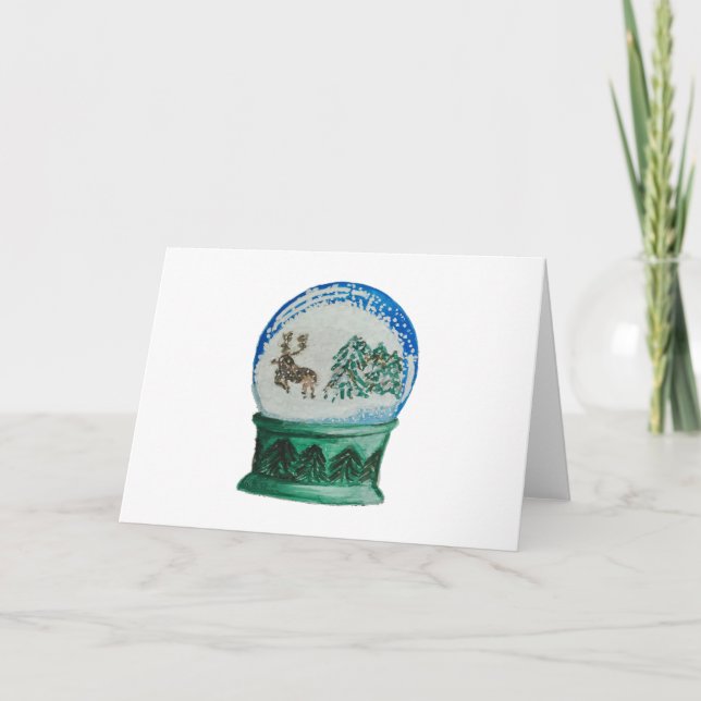 Snow Globe Glass Ball Winter Wonderland Christmas Holiday Card (Front)