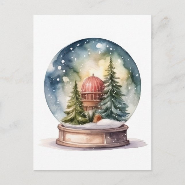 Snow Globe Glass Ball Winter Wonderland Christmas Holiday Postcard (Front)