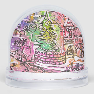 Snow Globe HAND DRAWN CHRISTMAS SCENE 