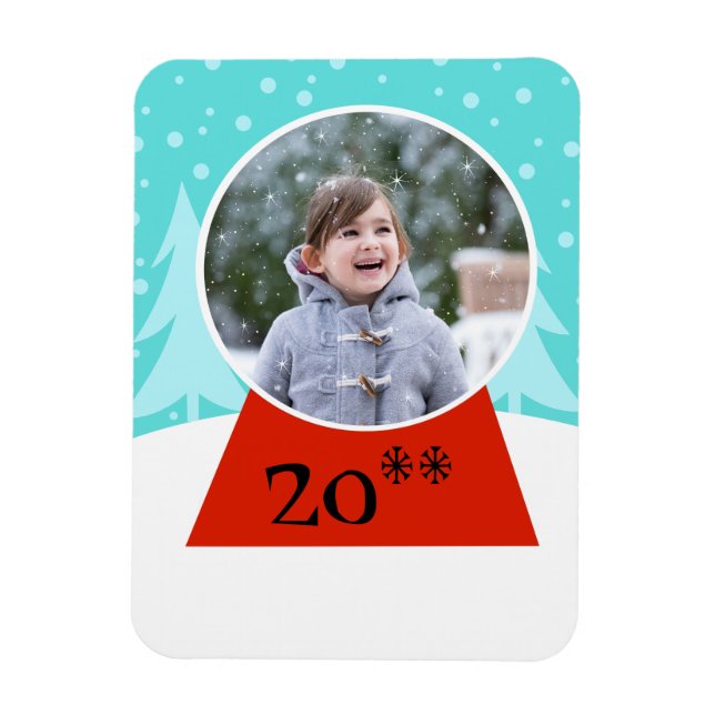 Snow Globe Holiday Flexible Photo Magnet (Vertical)