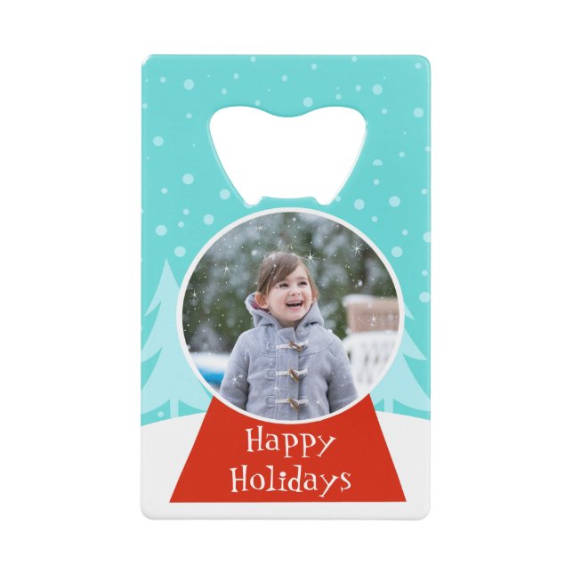 Snow Globe Holiday Photo Bottle Opener (Front)