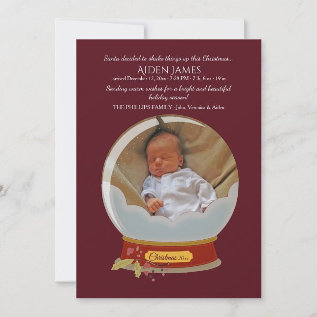 Snow Globe Holiday Photo Card (Front)