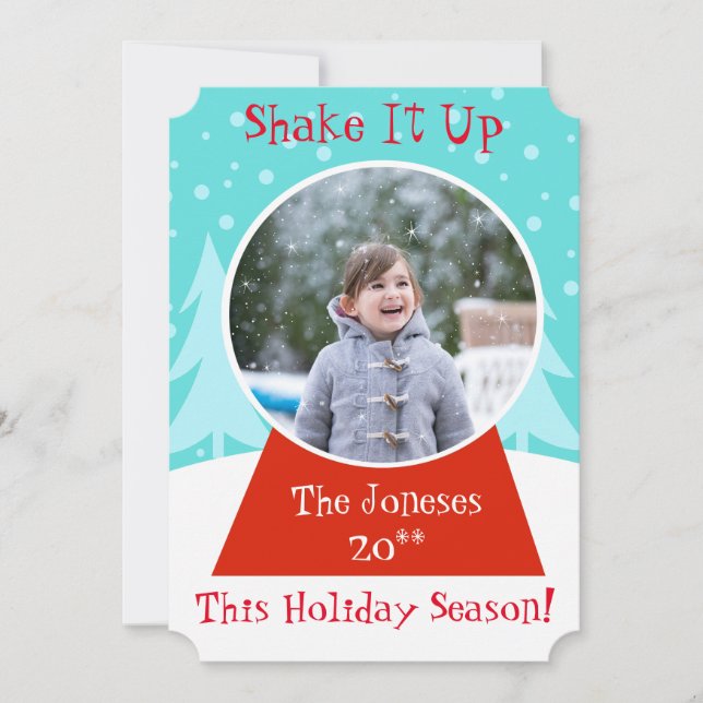 Snow Globe Holiday Photo Card (Front)