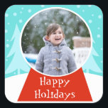 Snow Globe Holiday Photo Stickers<br><div class="desc">Shake it up this holiday season with these customisable Snow Globe Holiday Photo Stickers! The design features a snow globe sitting in a scene so perfect it is usually only seen in a snow globe. The globe has a red base and a ball ready for your favourite photo. Simply replace...</div>