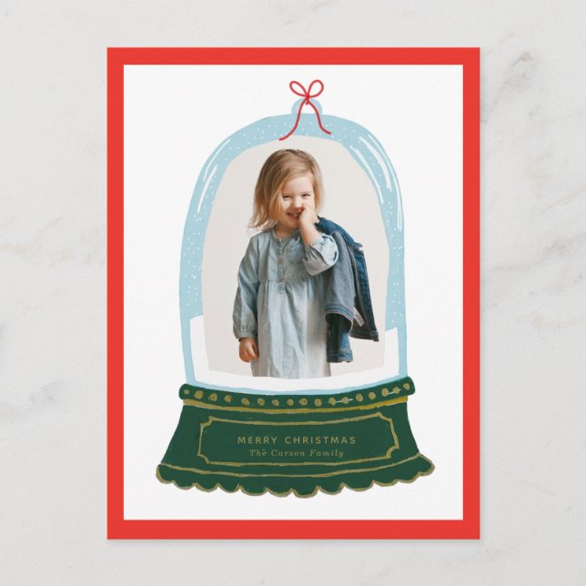 Snow Globe Illustration Holiday Photo Postcard (Front)
