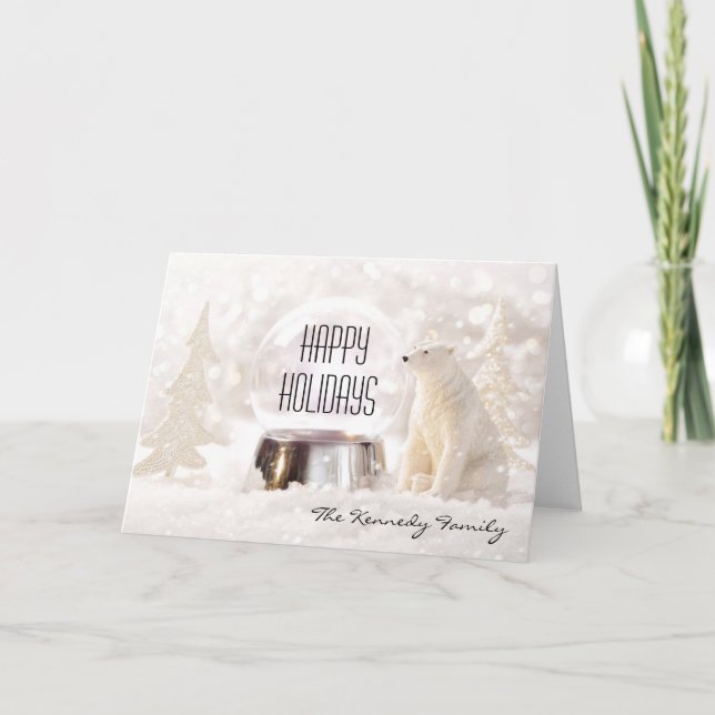 Snow globe in winter scene holiday card (Front)