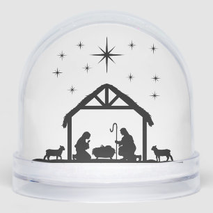SNOW GLOBE NATIVITY AND CHRISTMAS TREES 