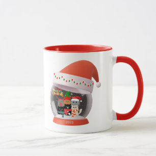Snow Globe of Festive Holiday Cats Mug