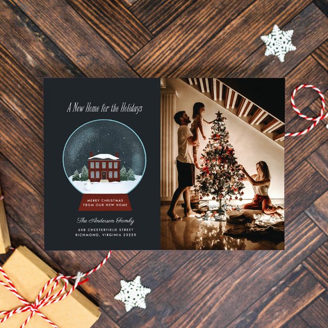 Snow Globe Photo Holiday Moving Announcement (Creator Uploaded)