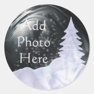 Snow Globe Photo Placement Classic Round Sticker