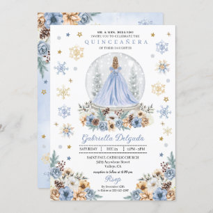 Snow Globe Princess Winter Wonderland Quinceañera Invitation