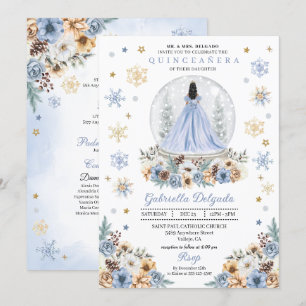 Snow Globe Princess Winter Wonderland Quinceañera Invitation
