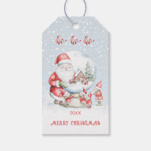 Snow Globe Santa Elf Christmas Gift Tags