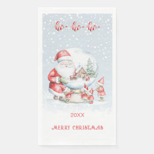 Snow Globe Santa Elf Christmas Napkin