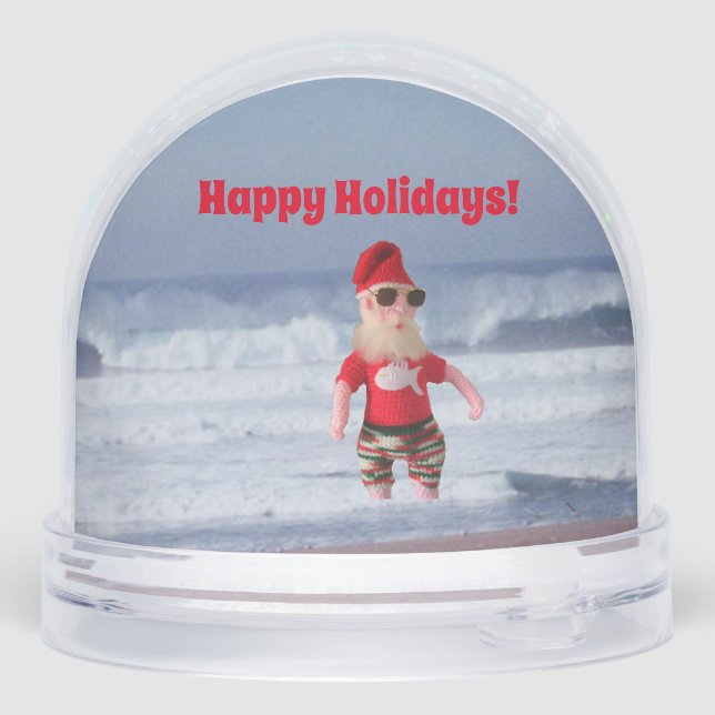 Snow Globe - Santa in the Surf (Back)