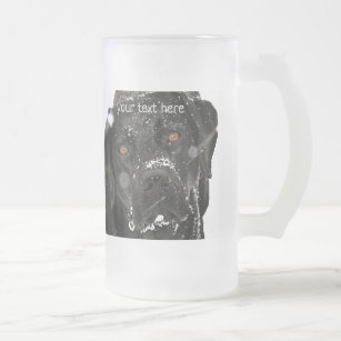 Snow Globe - Snow Dog - Black Labrador Frosted Glass Beer Mug