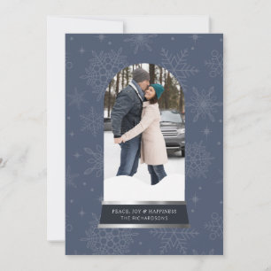 Snow Globe Snowflake Photo Flat Holiday Card