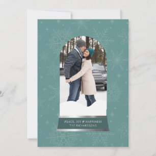 Snow Globe Snowflake Photo Flat Holiday Card
