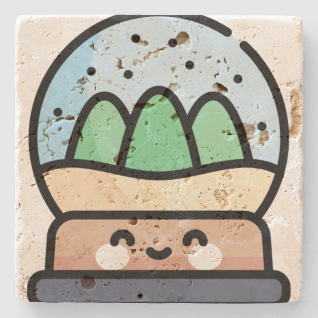snow globe stone coaster (Front)