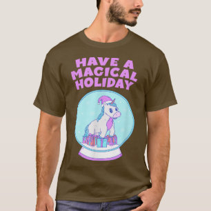Snow Globe Unicorn Lover Pastel Winter Holiday Uni T-Shirt