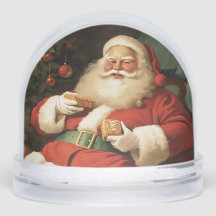 Snow Globe Vintage Santa Merry Christmas