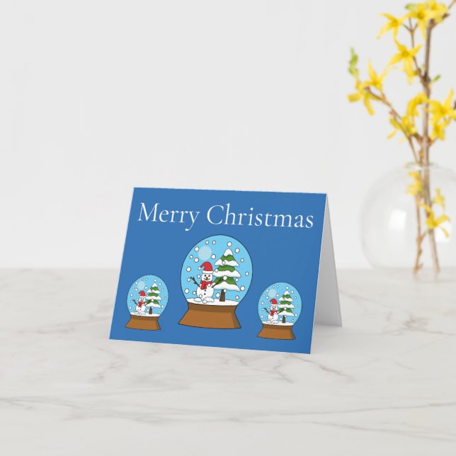 Snow Globe w/ Snowman and Pine Tree | Personalise Card (Yellow Flower)