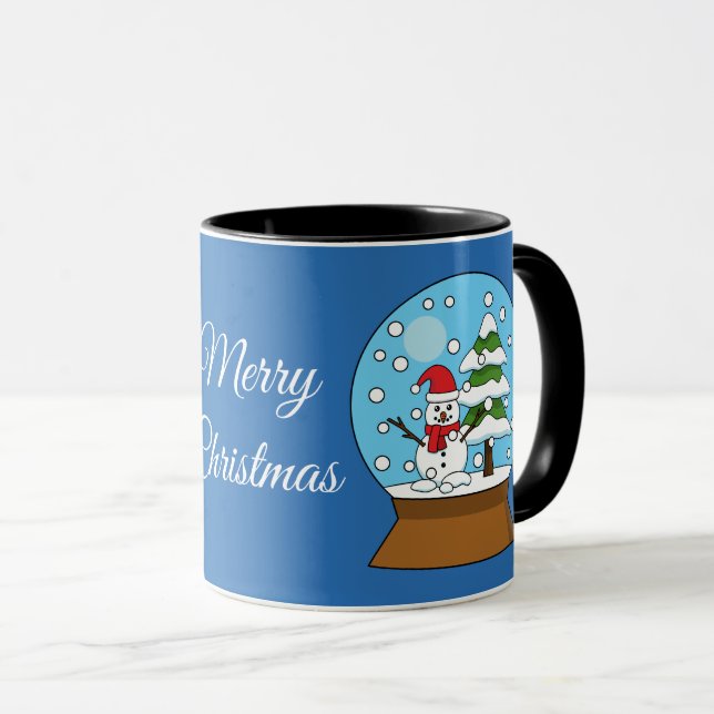 Snow Globe w/ Snowman and Pine Tree | Personalise Mug (Front Right)