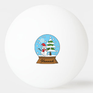 Snow Globe w/ Snowman and Pine Tree   Personalise Ping Pong Ball