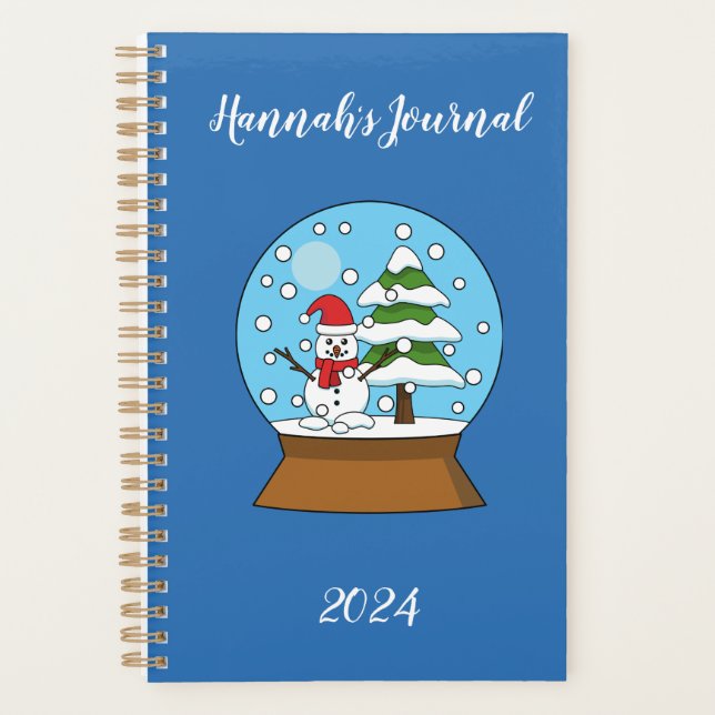 Snow Globe w/ Snowman and Pine Tree | Personalise Planner (Front)