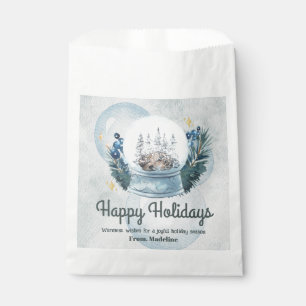 Snow globe watercolor Christmas holiday gift tags Favour Bags