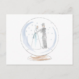 Snow Globe Wedding Couple Postcard