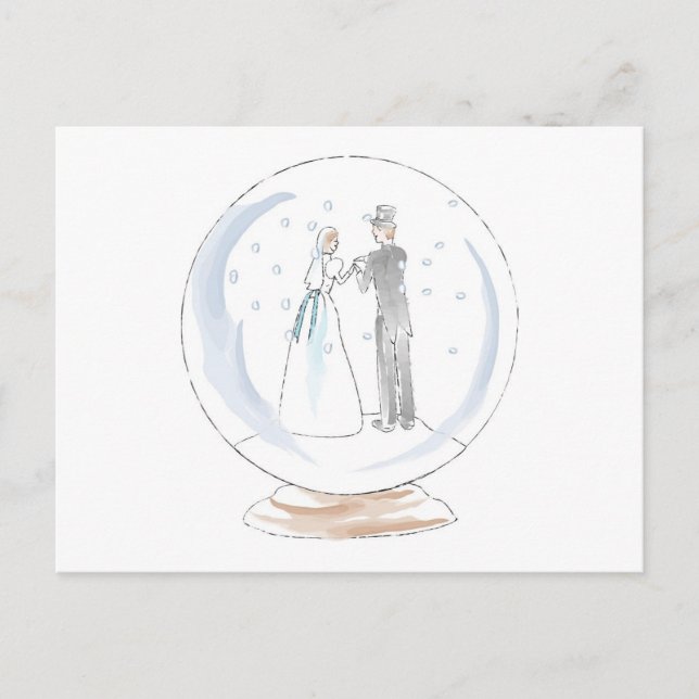Snow Globe Wedding Couple Postcard (Front)