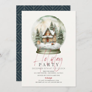 Snow Globe Winter Scenery Christmas Holiday Party Invitation