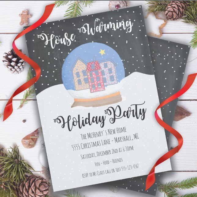 Snow Globe Winter Snow House Warming Holiday Party Invitation (Creator Uploaded)