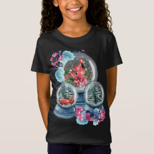 Snow Globe Winter Snow Red Cardinal Bird Snowglobe T-Shirt